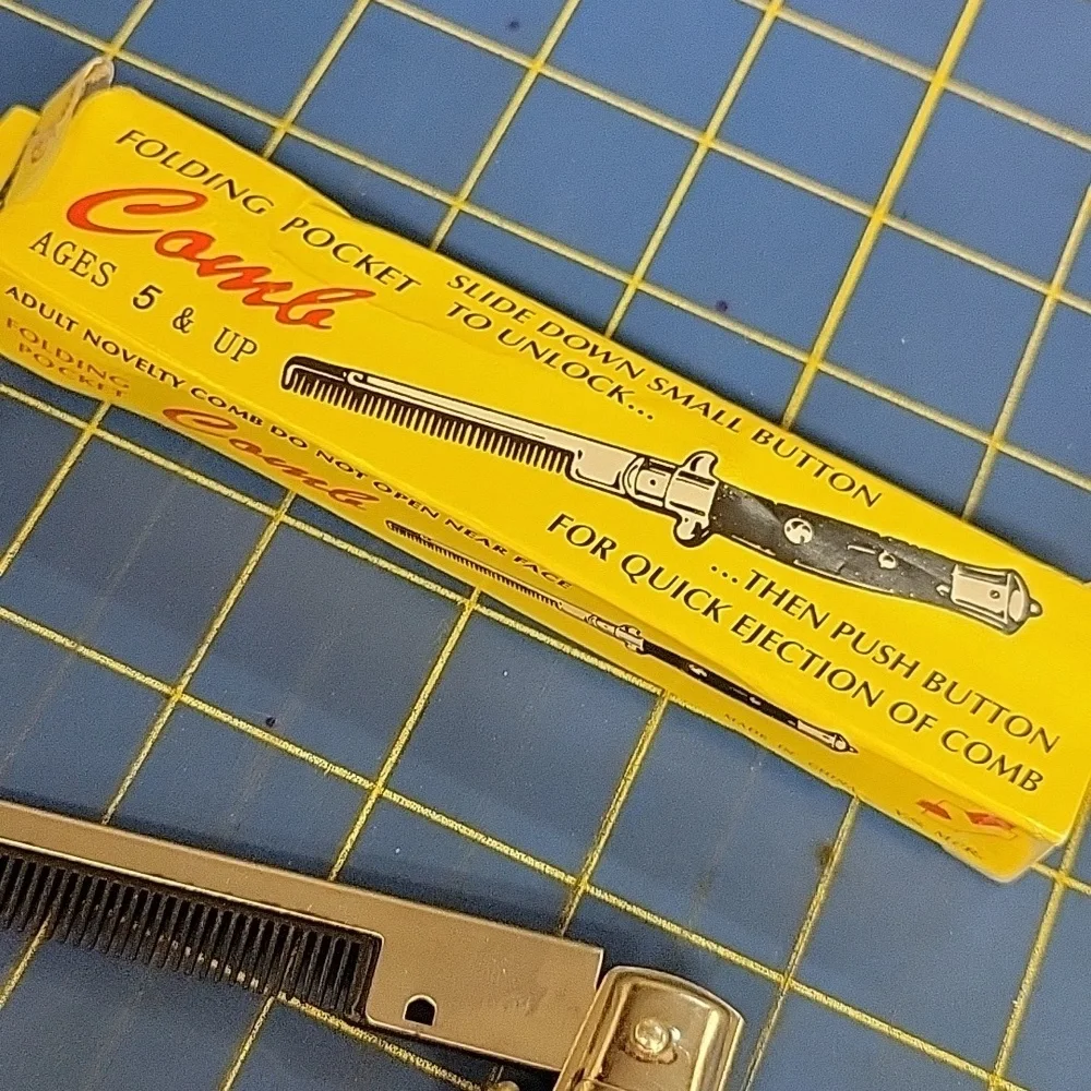 Silver Black Folding Comb Switchblade Comb